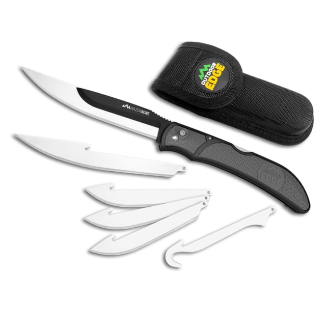 Outdoor Edge Cutlery Razor-Bone Fixed Knife 6-Blade Combo Set 5in Gray Blister