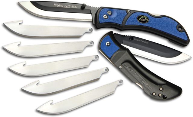 Outdoor Edge Cutlery Razor Lite EDC Blue Folding Knife3.375inDrop Point Black Handle