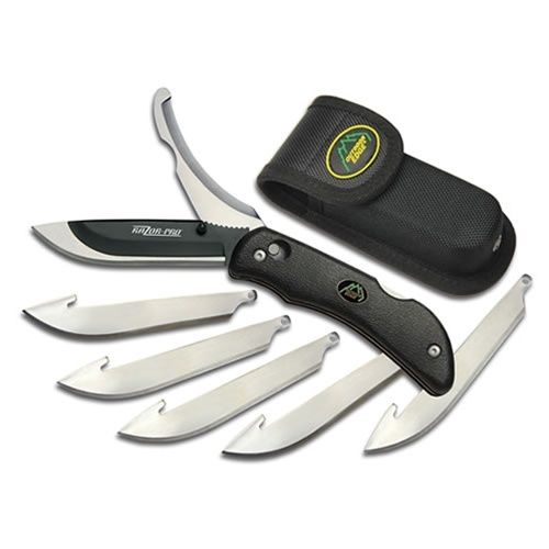 Outdoor Edge Cutlery Razor-Pro Double Blade Folding Knife Black Rubberized TPR Handle