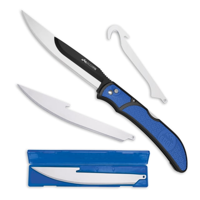 Outdoor Edge Cutlery RazorFin 3-Blade Folding Knife Blister Blue 5in