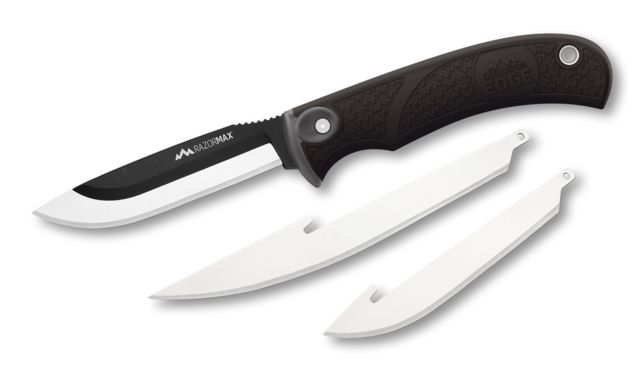 Outdoor Edge Cutlery Razormax Fixed Blade Knife 3.5in Drop Point 420J2 Blade Black Rubberized TPR Handle