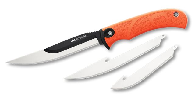 Outdoor Edge Cutlery Razormax Fixed Blade Knife 3.5in Drop Point 420J2 Blade Orange Rubberized TPR Handle