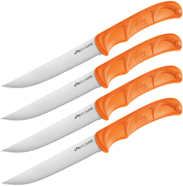 Outdoor Edge Cutlery Wild Game Fixed Blade Steak Knives 5in Orange Blister WGS-4C