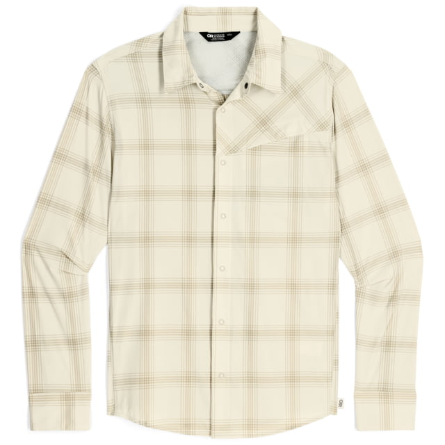 Outdoor Research Astroman Long Sleeve Sun Shirt - Men's Oyster Plaid Small