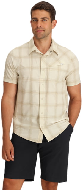 Outdoor Research Astroman Short Sleeve Sun Shirt - Men's Oyster Plaid L