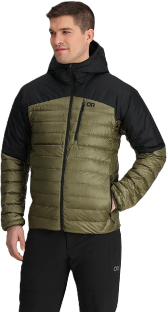 Outdoor Research Helium Down Hoodie Jacket - Men's Ranger Green/Black M