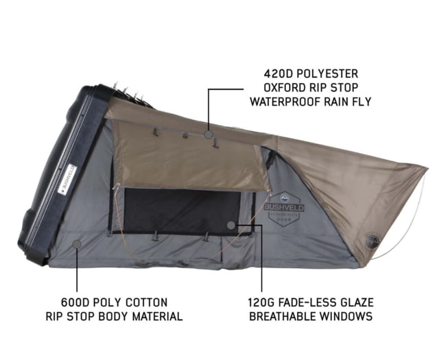 Overland Vehicle Systems Bushveld II Hard Shell Roof Top Tent - 2+ Person 4 Season Gray