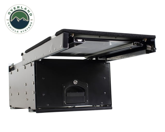 Overland Vehicle Systems Cargo Box Slide-Out Drawer & Working Station Size Powder Coated Black