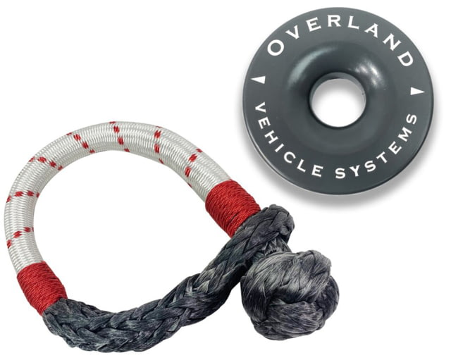 Overland Vehicle Systems Combo Pack Soft Shackle and Recovery Ring 7/16in 41000 lbs Shackle 4in 41000 lbs Ring White/Red/Gray