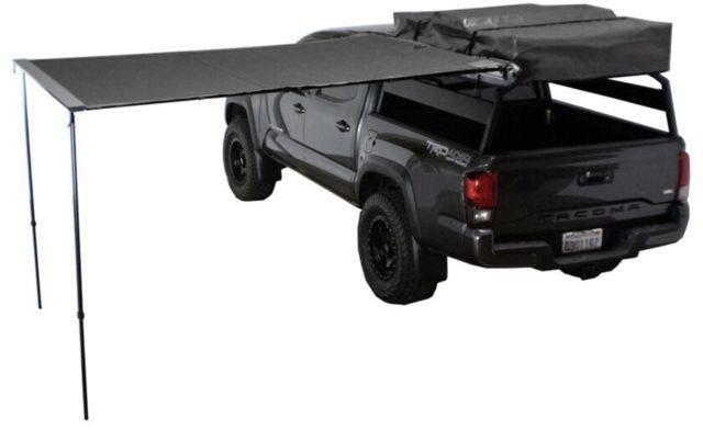Overland Vehicle Systems Nomadic Awning 8.0 Covered Shelter 69 sq ft 600D Dark Gray/Black 98.5 x 101.5 in