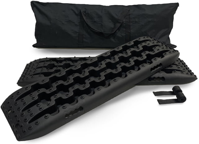 Overland Vehicle Systems Recovery Ramp With Pull Strap and Storage Bag Black/Gray Universal