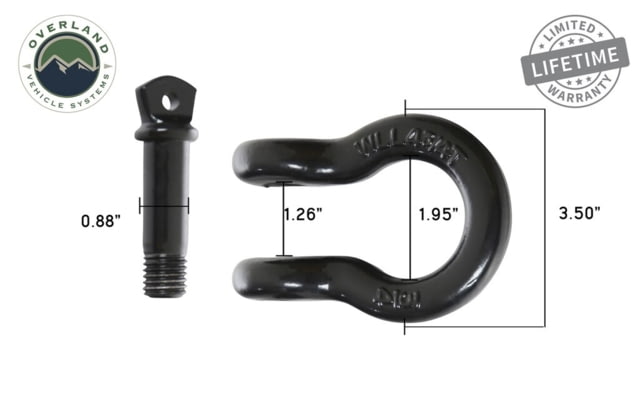 Overland Vehicle Systems Recovery Shackle 3/4in 4.75 Ton Black