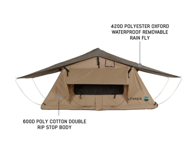 Overland Vehicle Systems TMBK Roof Top Tent w/ Rain Fly - 3+ Persons 4 Season Tan/Green