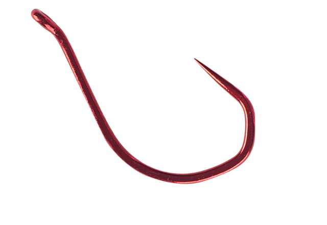 Owner Hooks Barbless No Escape Octopus Hook Needle Point Forged Shank V Bend All Purpose Up Eye Red Size 6/0 4 Per Pack