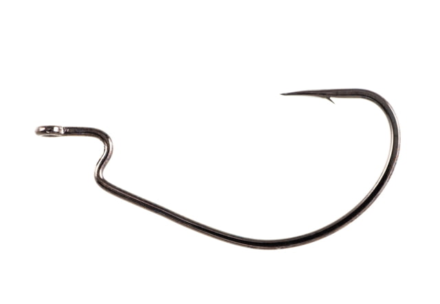 Owner Hooks Bass J Hook with Cutting Point Z Bend Worm Black Chrome Size 5/0 5 Per Pack