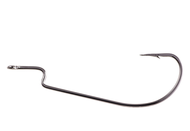 Owner Hooks Owner Hooks Oversize Worm Hook with Cutting Point Forged Shank Z Bend Black Chrome Size 11/0 4 Per Pack