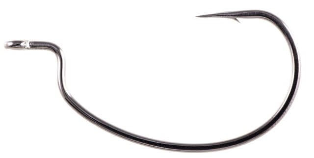 Owner Hooks Rig'n Bass N Hook with Cutting Point Short Shank Wide Gap Black Chrome Size 1/0 6 Per Pack