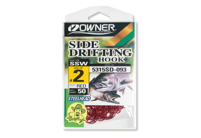 Owner Hooks SSW Side Drifting Hook Needle Point All Purpose Up Eye Red Size 4 50 Per Pack