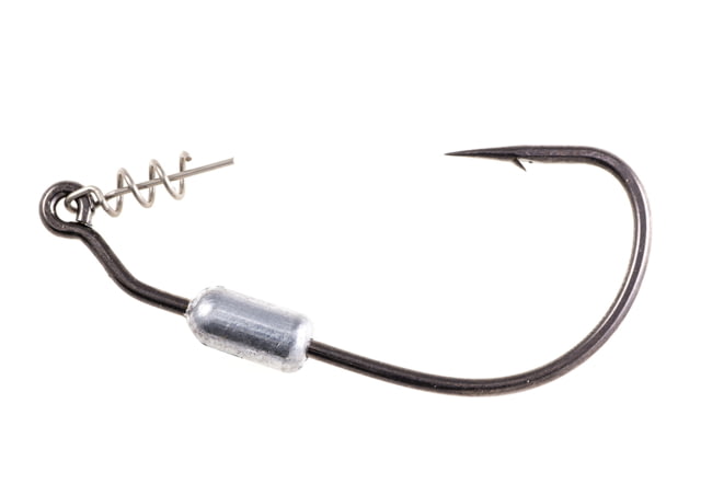 Owner Hooks Twistlock Weighted Bass Hook with Centering-Pin Spring 1/8oz Needle Point Black Chrome Size 4/0 3 Per Pack