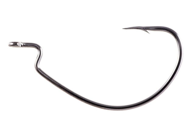 Owner Hooks Wide Gap Plus Bass Hook with Cutting Point Elevated Forged Shank Z Bend Black Chrome Size 4/0 5 Per Pack