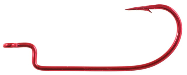 Owner Hooks Worm Hook with Cutting Point Wide Gap 3X Strong Offset Red Size 4/0 5 Per Pack