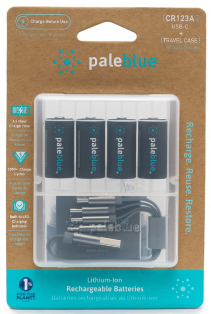Pale Blue Earth CR123 Rechargeable Lithium Ion Batteries Pack