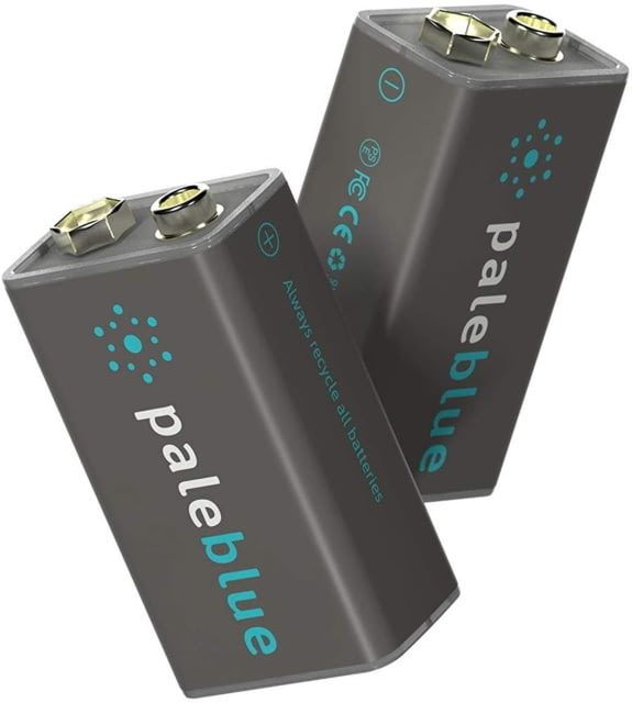 Pale Blue Earth Pale Blue Smart Lithium Ion USB Rechargeable 9V Batteries 2 Pack Gray