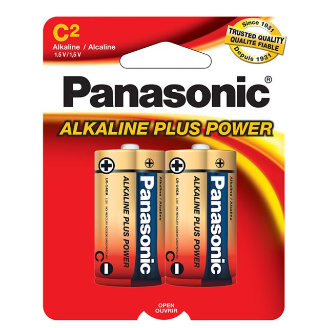 Panasonic Alkaline Size C Plus Power Batteries - Pack of 2