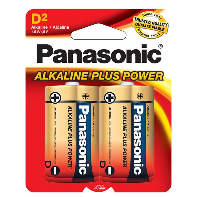 Panasonic Alkaline Size D Plus Power Batteries - Pack of 2