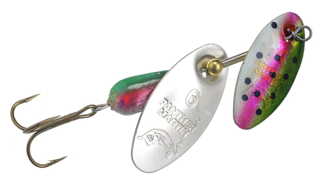 Panther Martin DualFlash Twin Blade In-Line Spinner Treble Fishing Hook Size 1 1/9 oz 1 Piece Holo Rainbow Trout/Silver