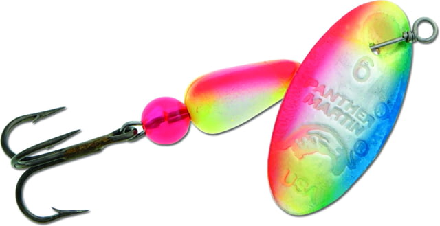 Panther Martin FishSeeUV In-Line Spinner Treble Fishing Hook Size 4 1/8oz 1 Piece Orange/White/Blue