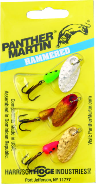 Panther Martin Hammered Regular In-Line Spinner Treble Fishing Hook Size 4 1/8oz 3 Piece Assorted