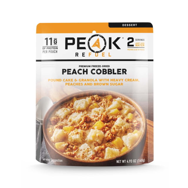 Peak Refuel Peach Cobbler Dehydrated Food 11g Protein 2 Servings 11g Protein 2 Servings