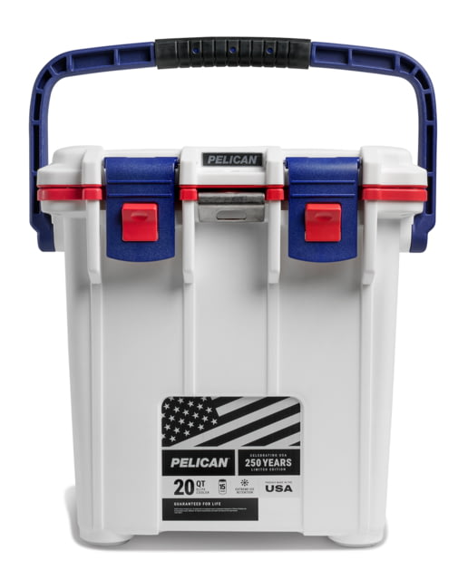 Pelican America 250 Collection 20QT Elite Cooler White/Red/Blue 20 qt.