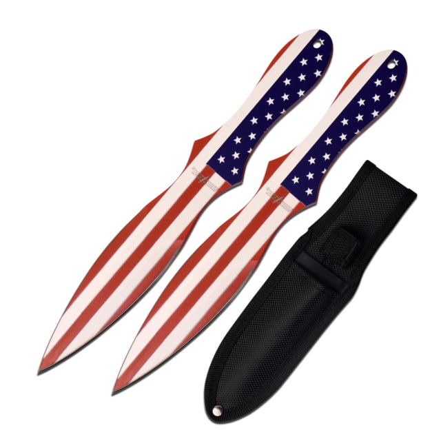 Perfect Point 2 Throwing Knives Set 3Cr13 Stainless Steel Stainless Steel USA Flag