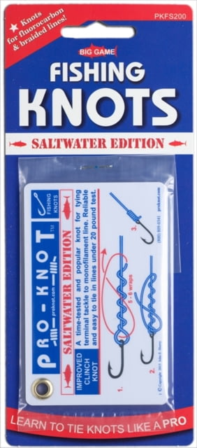 Pro-Knot Saltwater Fishing Knot Cards Includes The 12 Best Saltwater Fishing Knots Waterproof Plastic Cards Attached With A Grommet