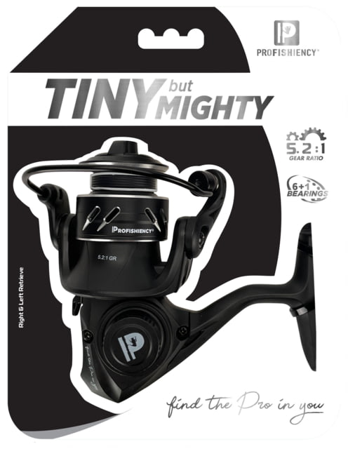 ProFISHiency Tiny Spinning Reel w/Clam Pack 5.2-1 6+1 Right/Left Hand Black