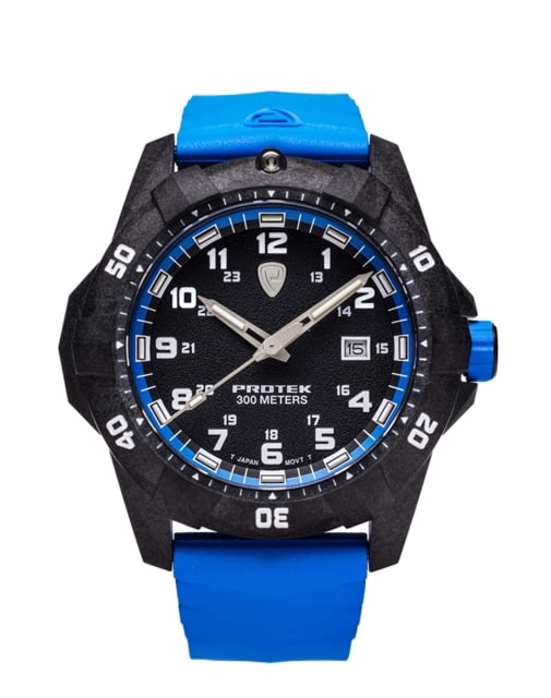 ProTek Carbon Dive Watch Carbon Case/Black&Blue Dial/Blue Strap One Size