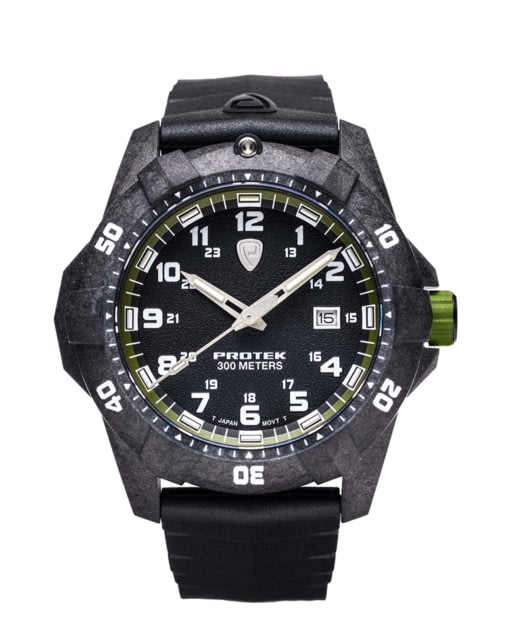 ProTek Carbon Dive Watch Carbon Case/Black&Green Dial/Black Strap One Size