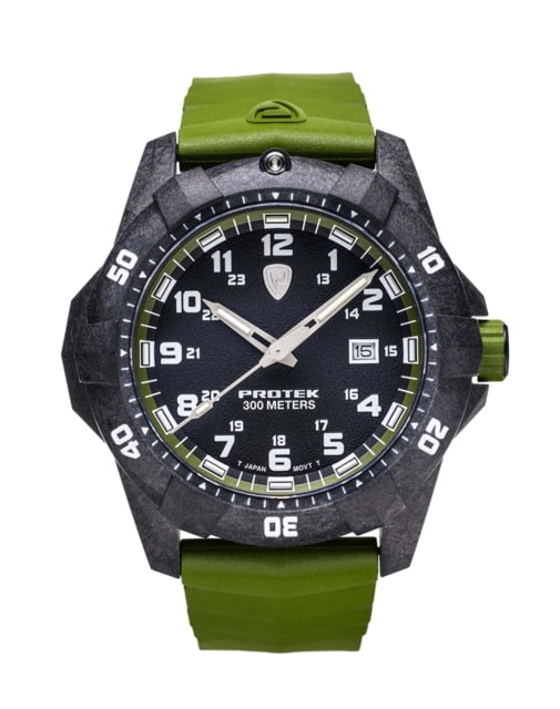 ProTek Carbon Dive Watch Carbon Case/Black&Green Dial/Green Strap One Size