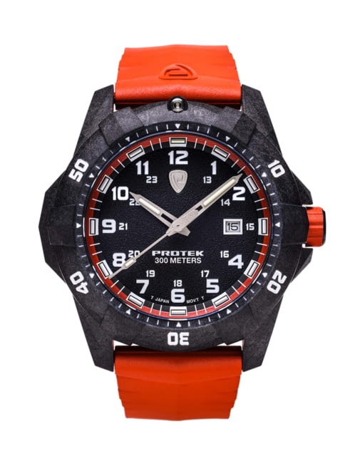 ProTek Carbon Dive Watch Carbon Case/Black&Orange Dial/Orange Strap One Size