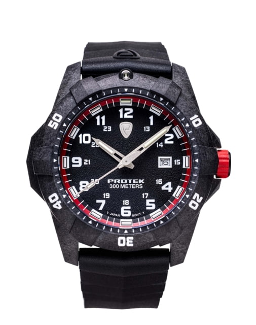 ProTek Carbon Dive Watch Carbon Case/Black&Red Dial/Black Strap One Size