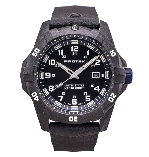 ProTek Carbon USMC Dive Watch Carbon Case/Black&Blue Dial/Black Strap One Size