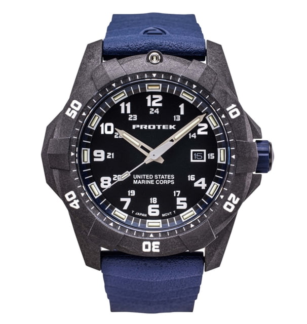 ProTek Carbon USMC Dive Watch Carbon Case/Black&Blue Dial/Blue Strap One Size