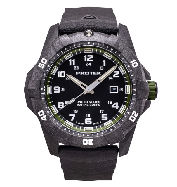 ProTek Carbon USMC Dive Watch Carbon Case/Black&Green Dial/Black Strap One Size