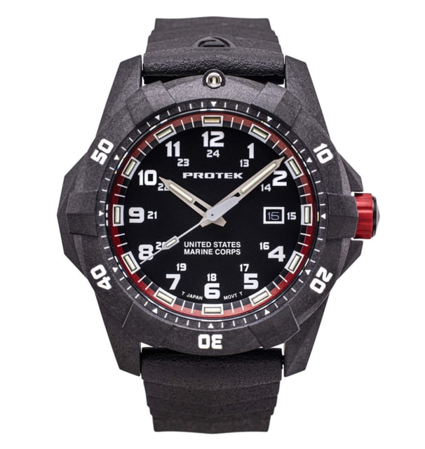 Protek ProTek Carbon USMC Dive Watch Carbon Case/Black&Red Dial/Black Strap One Size