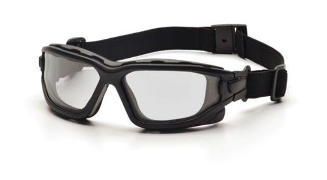 Pyramex I-Force Safety Glasses Black Strap-Temples/Clear Anti-Fog Lens