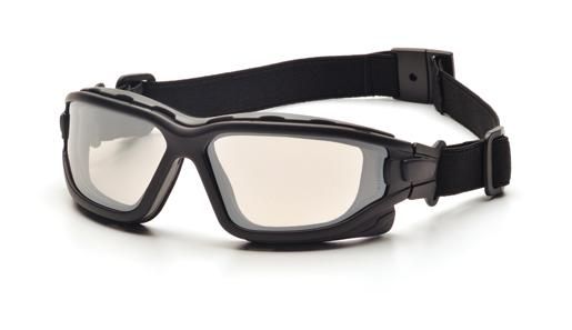 Pyramex I-Force Safety Glasses Black Strap-Temples/Indoor/Outdoor Mirror Anti-Fog Lens