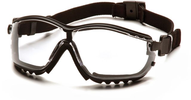 Pyramex V2G Safety Glasses w/Clear H2MAX Anti-Fog Lens Black