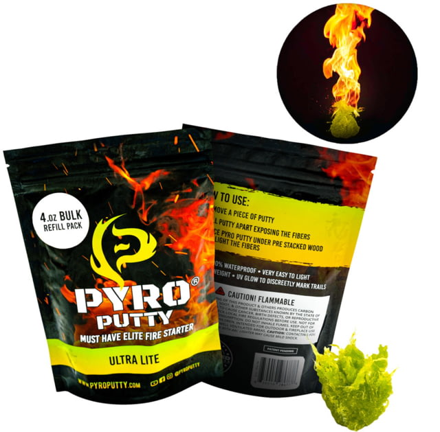 Pyro Putty Ultra Lite Blend Refillable Firestarter Bag Yellow 4oz